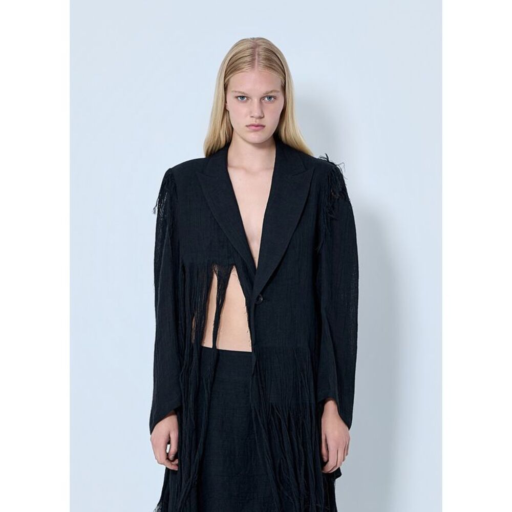 Yohji Yamamoto Women Frayed Hem Blazer